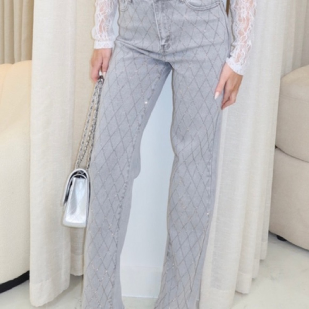 Blue Diamond Pattern Jeans and top set